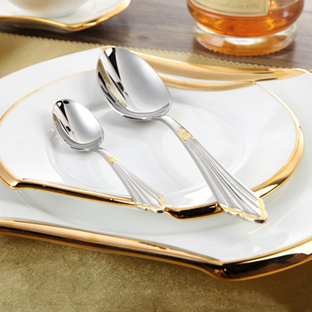 Conjunto de Talheres em Aço Inoxidável | Acabamento Dourado, 24 ou 48 Peças | Ondine