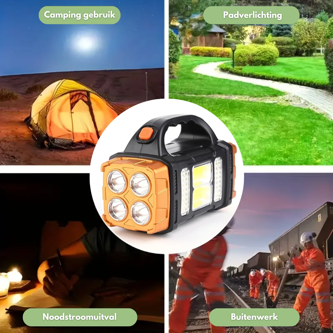 Jade | Lanterna Solar 3 em 1 | Powerbank, LED, Carregamento Solar | Compacta