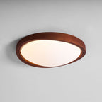 Veda | Candeeiro de Teto Flush | Efeito Madeira, Luz Tri-Cor | Tecido Moderno