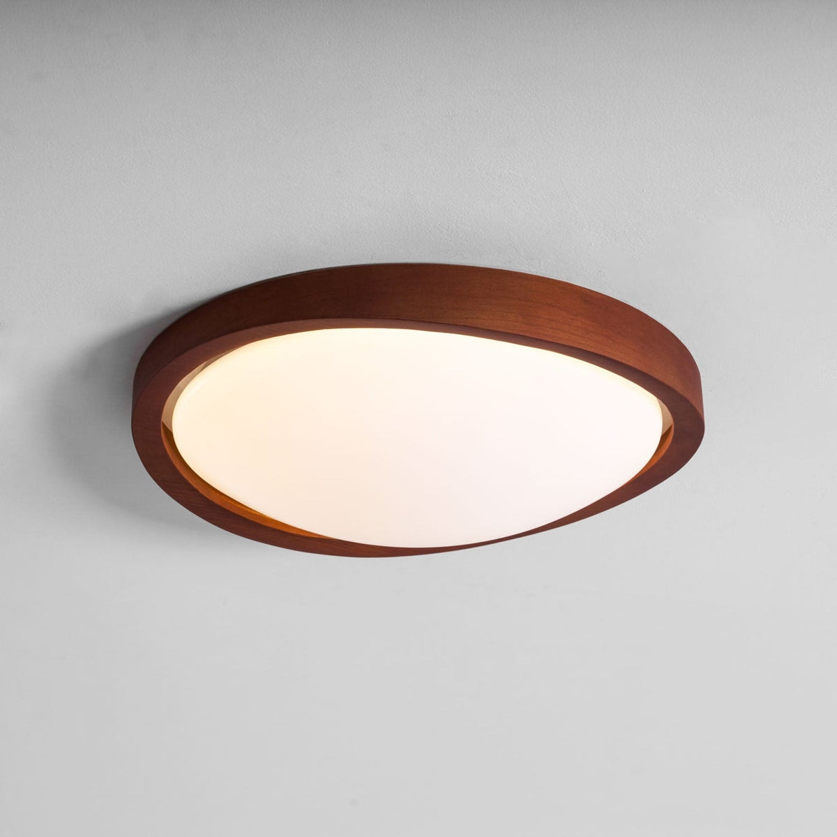 Veda | Candeeiro de Teto Flush | Efeito Madeira, Luz Tri-Cor | Tecido Moderno