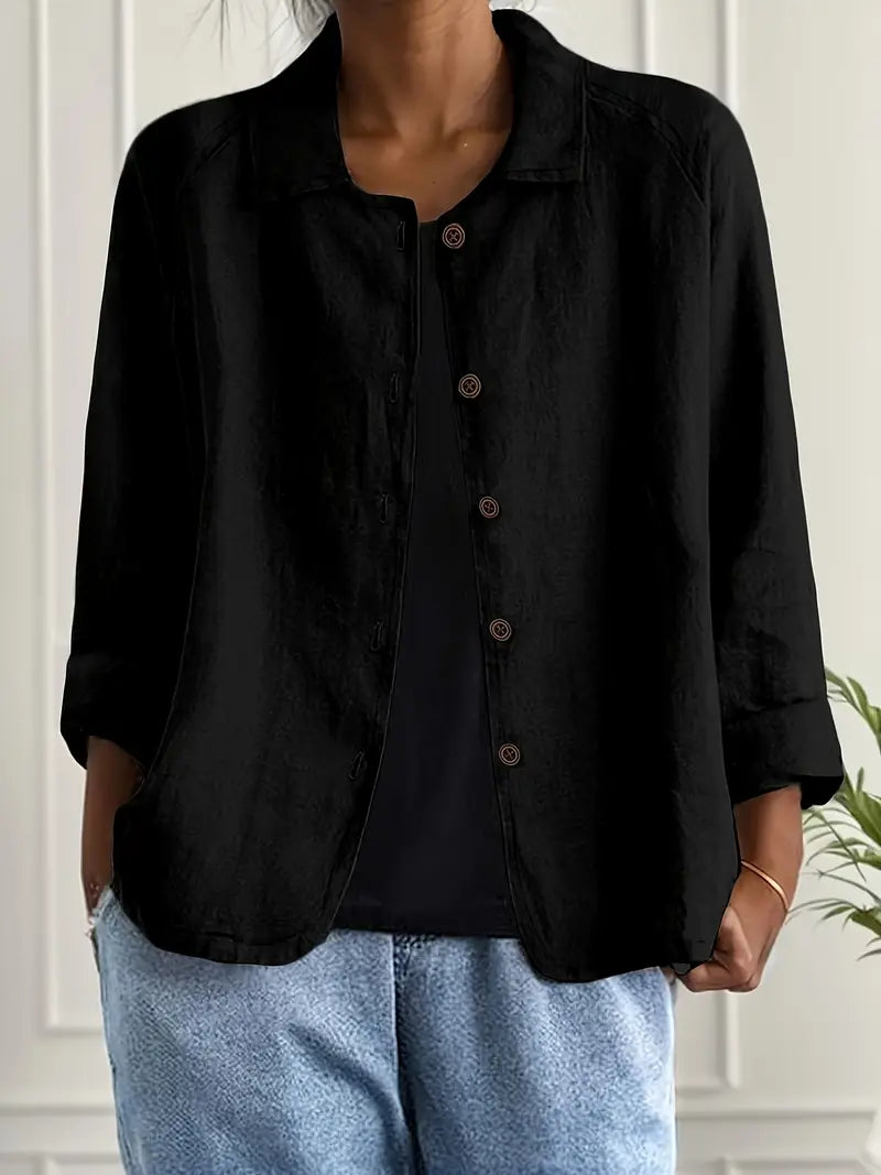 Perla | Mulher Cardigan Camisa Algodão Linho