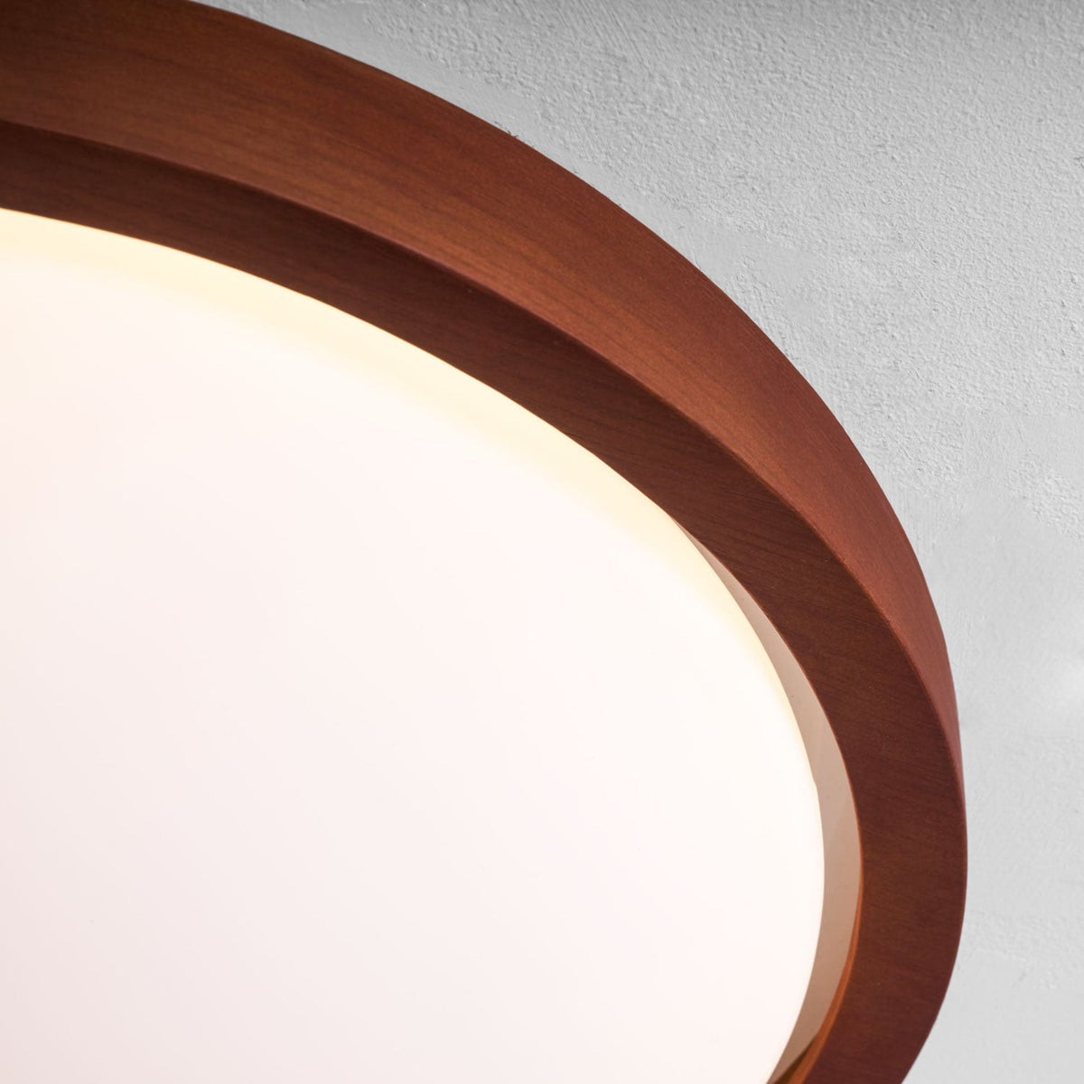 Veda | Candeeiro de Teto Flush | Efeito Madeira, Luz Tri-Cor | Tecido Moderno