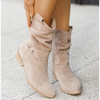 Ondine | Botins Slouch Femininos Bico Redondo com Dobra
