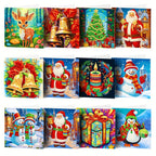 Lux | Cartões de Natal com Pintura de Diamante | Kit 12pcs, Papai Noel, Artesanal