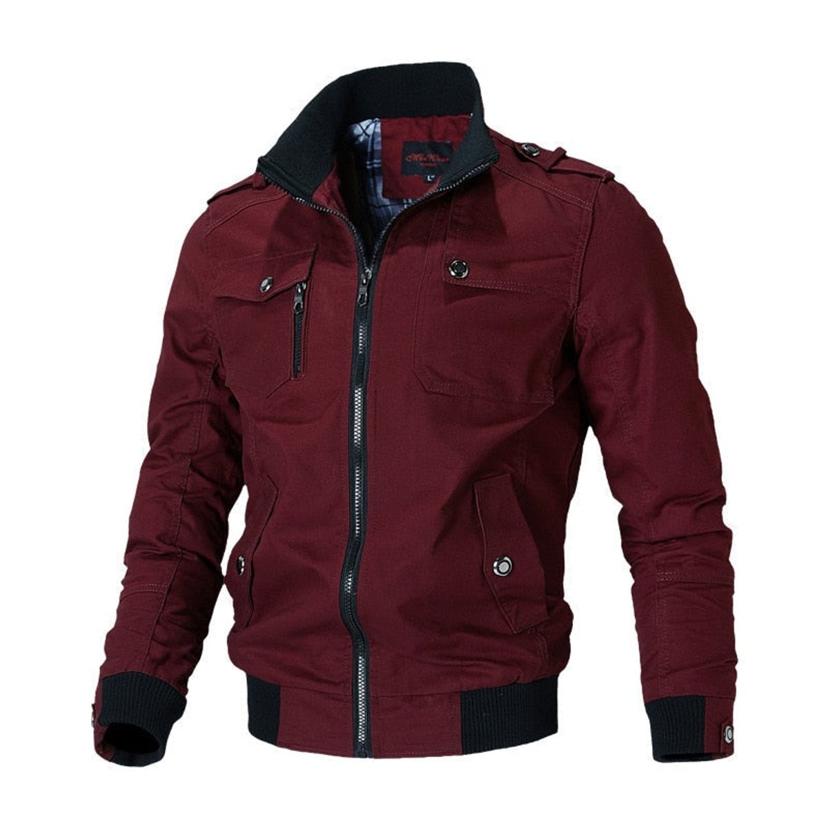 Kaia | Homem Bomber Jacket Militar Algodão Multipockets