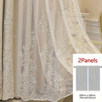 Reva | Cortinas Bordadas Fadas | Filtragem de Luz, Conjunto 2 Painéis | 100% Poliéster, Argolas