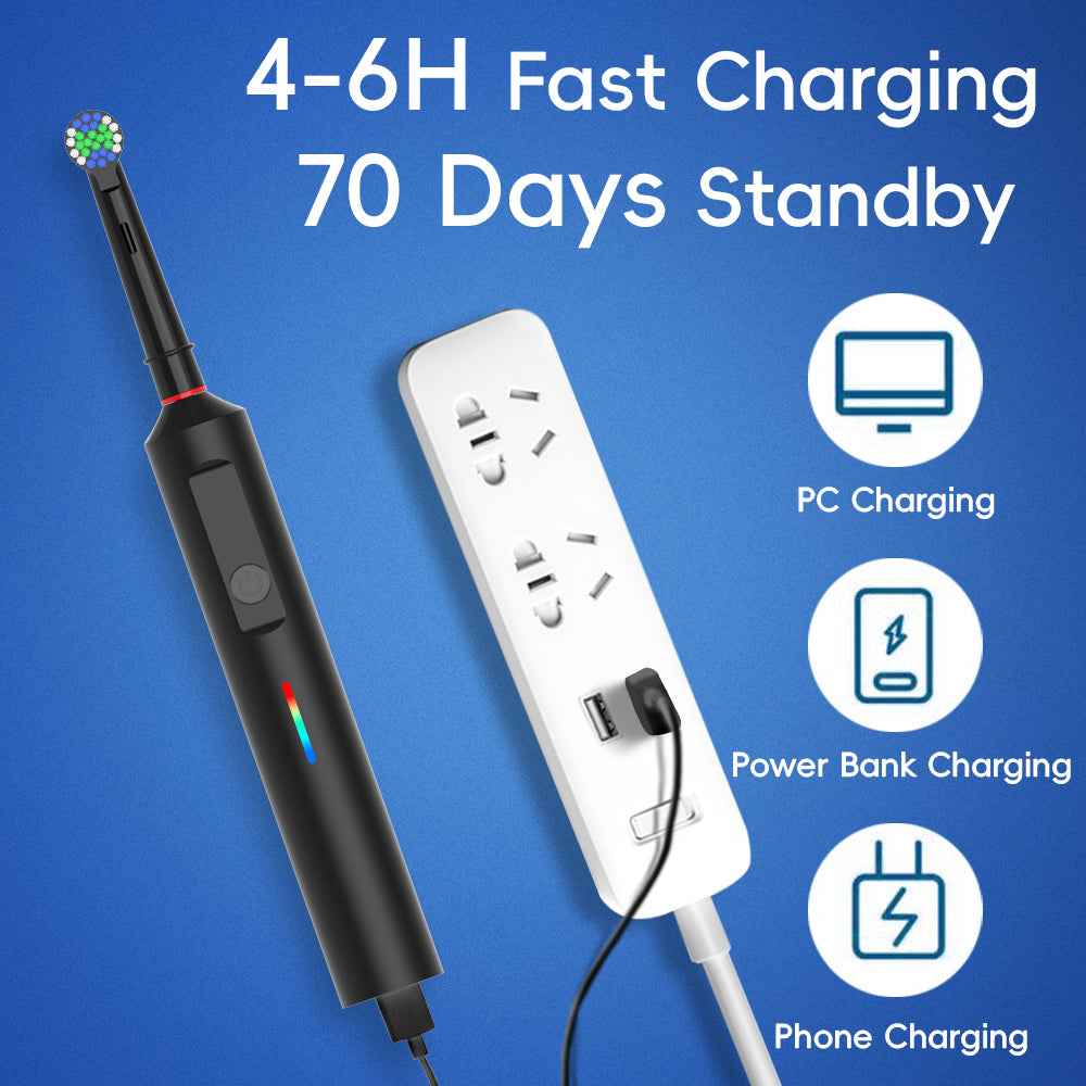 Soraya | Escova de Dentes Elétrica 360° | Remoção de Placa, 3 Modos | Bateria 70 Dias, USB-C