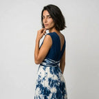 Vestido Midi Evasé Mulher | Decote Cruzado | Azul