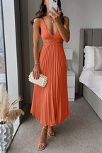 Giselle | Vestido Midi Plissado Cetim Feminino