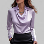 Mulher Blusa Cetim Gola Xale