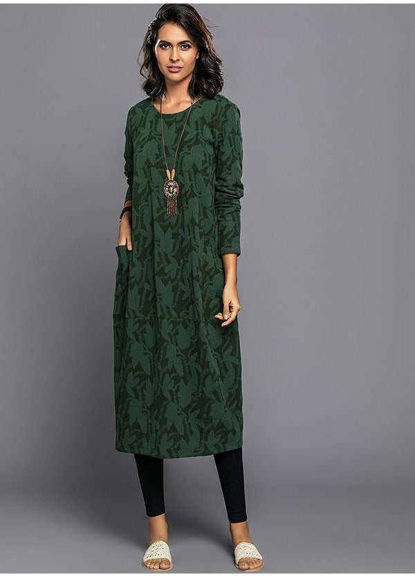 Fleur | Vestido Midi Manga Longa com Bolsos Floral