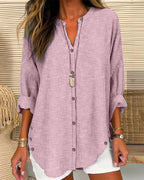 Bexcellent | Blusa Feminina Manga Longa Listrada Decote V