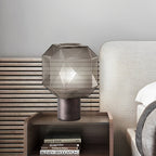 Pearl | Candeeiro de Mesa | Vidro Cinza Fumado, Design Moderno | E27, 1 Luz