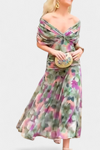 Selene | Vestido Floral Feminino Decote V Saia Longa