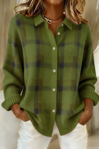 Perla | Mulher Cardigan Tricot Xadrez Relaxed Fit