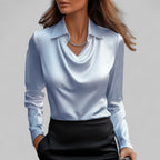 Mulher Blusa Cetim Gola Xale
