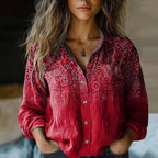 Calla | Blusa Feminina Algodão Estampa Vintage Manga Longa