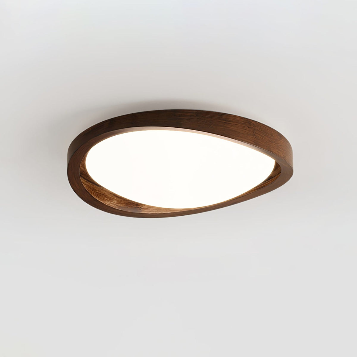 Veda | Candeeiro de Teto Flush | Efeito Madeira, Luz Tri-Cor | Tecido Moderno