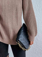 Perla | Camisola Feminina Gola Alta Canelada com Fenda Lateral