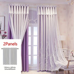 Reva | Cortinas Bordadas Fadas | Filtragem de Luz, Conjunto 2 Painéis | 100% Poliéster, Argolas