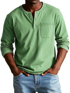 Homem Camisa Henley Manga Longa Relaxada