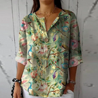 Lyra | Blusa Floral Feminina Manga 3/4 com Botões