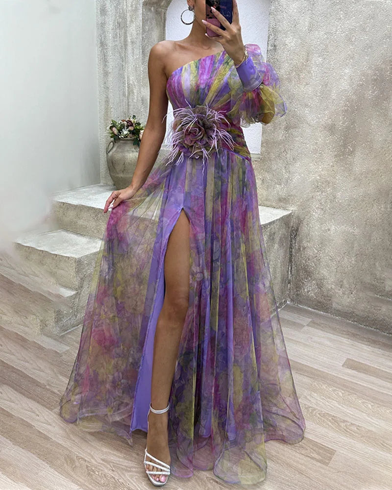Yvaine | Vestido Feminino Manga Longa com Fenda