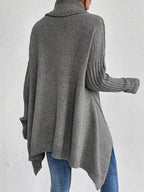 Mulher Camisola Tricot Gola Alta Assimétrica