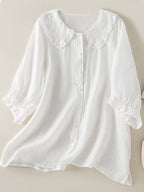 Cassia | Blusa Feminina Gola Folhada com Botões
