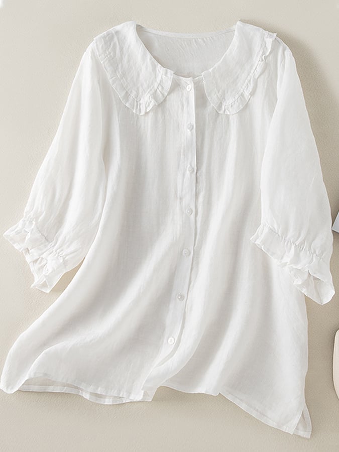 Cassia | Blusa Feminina Gola Folhada com Botões