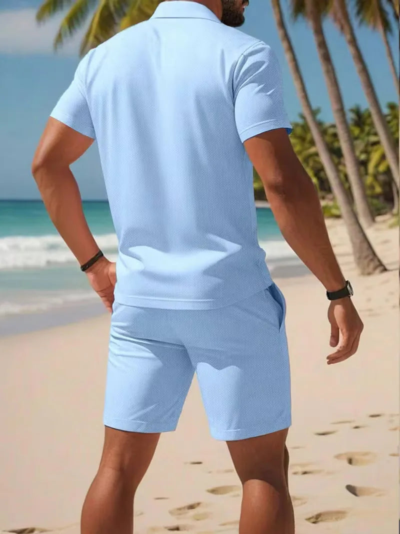 Conjunto de Shorts para Homem | Polo e Calção | Poliéster