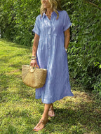 Greta | Vestido Longo Feminino Maxi Botões Frontais