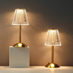 Candeeiro de Mesa LED | Design Cristal Dourado, Sem Fios, Regulável | Marlowe