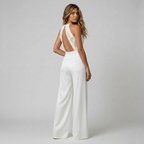 Macacão Longo Decote Halter | Branco, Corpo Ajustado | Feminino