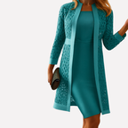 Zelda | Conjunto Feminino 2 Peças Vestido Renda Manga Longa