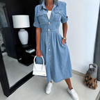 Mulher Vestido Jeans