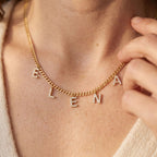 Edith | Colar com Letra Zircônia Estilo Elo Cubano Personalizável