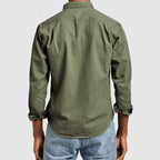 Odette | Camisa Casual Masculina Manga Longa Gola com Lapela