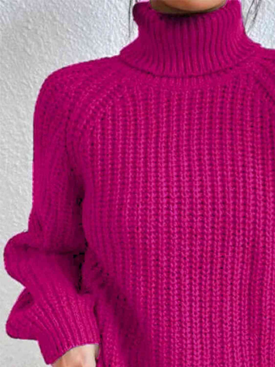 Perla | Camisola Feminina Gola Alta Canelada com Fenda Lateral