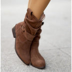 Ondine | Botins Slouch Femininos Bico Redondo com Dobra