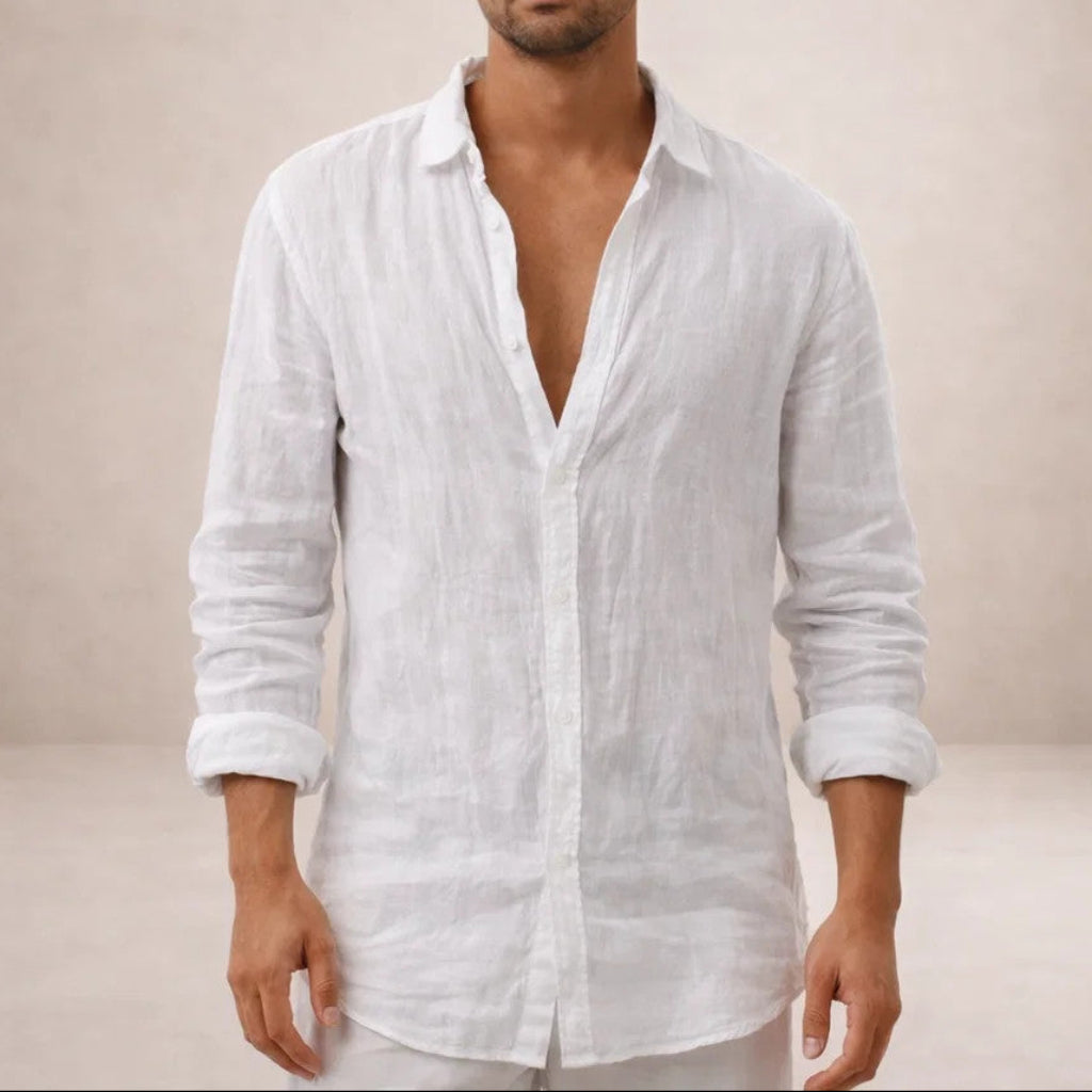 Luna | Homem Camisa de Linho Casual Manga Longa