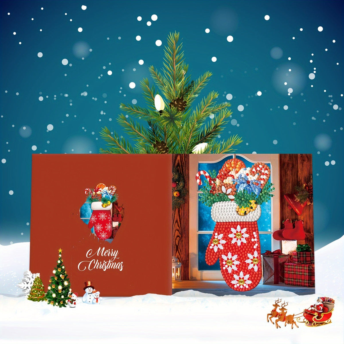 Embla | Kit 12 Cartões de Felicitações Diamond Painting Natal Ano Novo