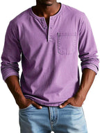 Homem Camisa Henley Manga Longa Relaxada