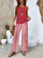 Conjunto feminino duas peças calça e top fluido em várias cores