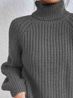 Perla | Camisola Feminina Gola Alta Canelada com Fenda Lateral