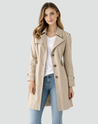 Gabardine Mulher Ajustada | Leve, Colarinho Clássico | Primavera