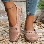 Halcyon | Mulheres Loafers Slip On Perfurados Confortáveis