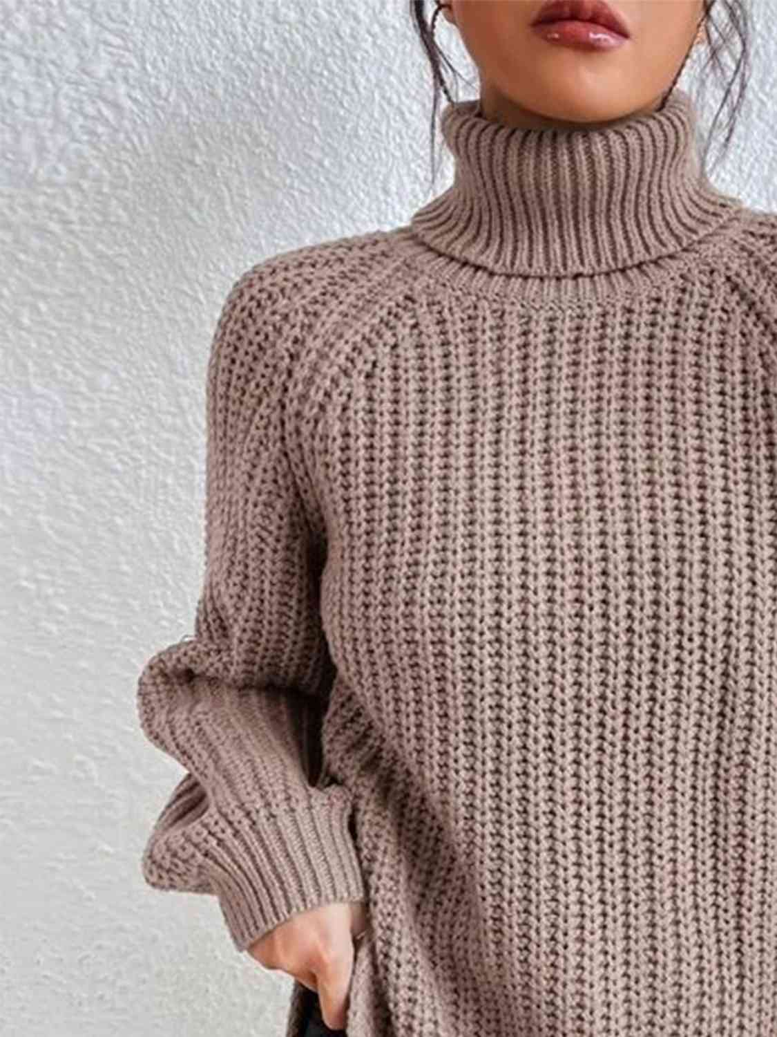 Perla | Camisola Feminina Gola Alta Canelada com Fenda Lateral