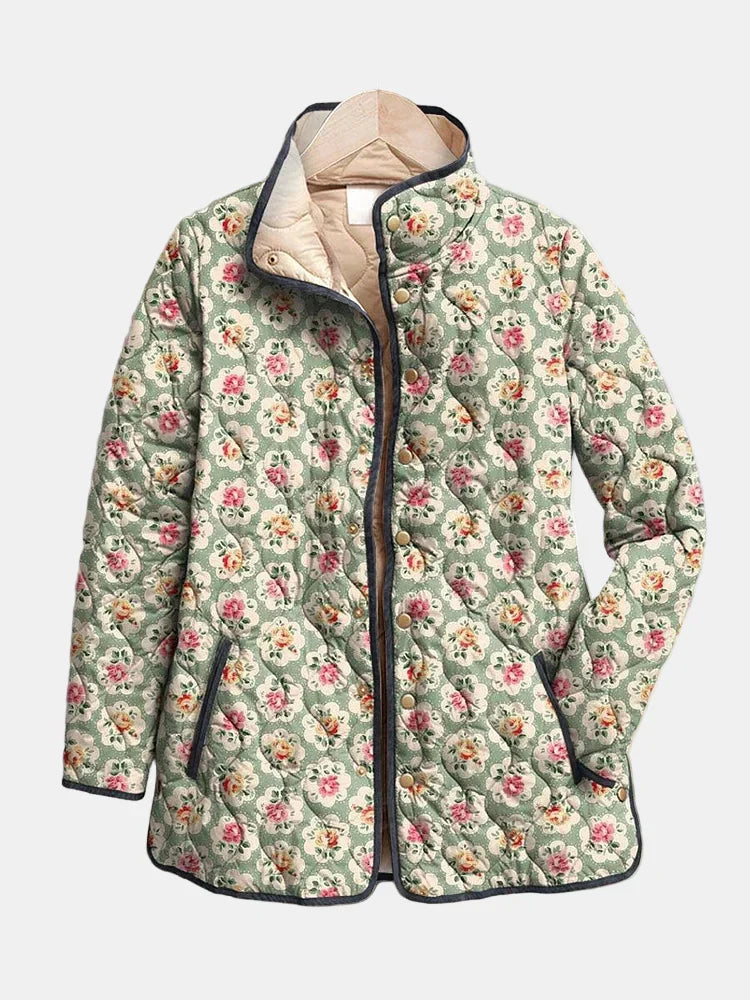Casaco Acolchoado Feminino Floral Vintage