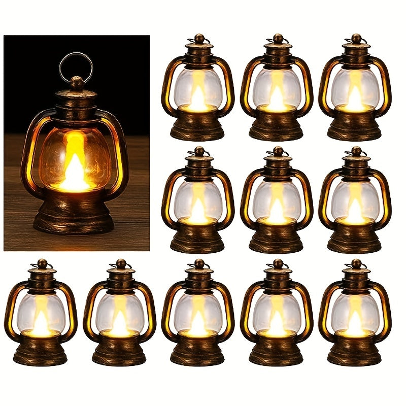 Alba | Lanternas LED Vintage de Natal | 12 Peças, Luz Tremeluzente | Decoração Festiva